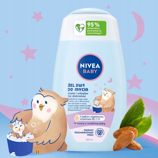 NIVEA BABY 2v1 Kúpeľový gél a šampón na vlasy pre deti 200 ml