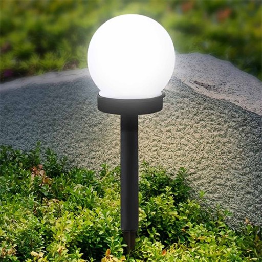 Solárne záhradné svietidlo BIELA GUĽA s hrotmi 10 cm LED
