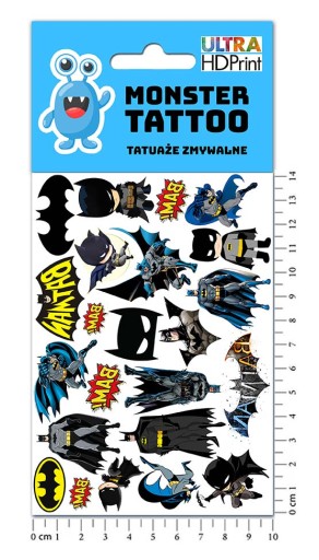UMÝVAJÚCE DOČASNÉ TETOVANIE PRE DETI DETSKÝ BATMAN ORIGINÁLNE DIZAJNY