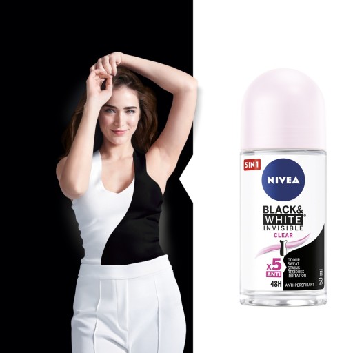 Nivea Black & White Invisible Clear antiperspirant roll-on 50 ml