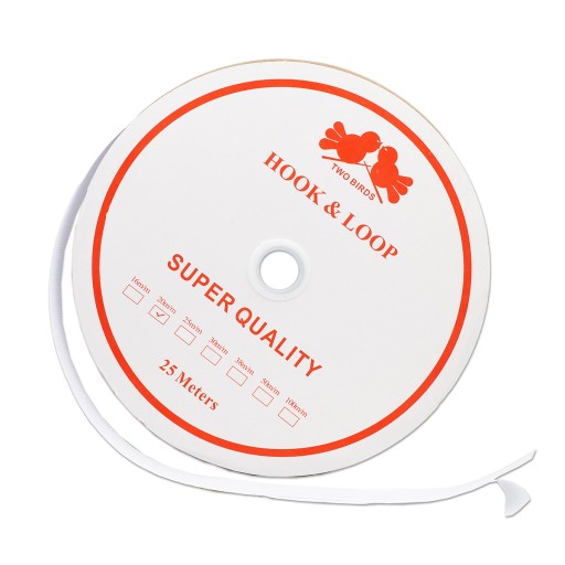Háčik na suchý zips 20mm/25mb biely