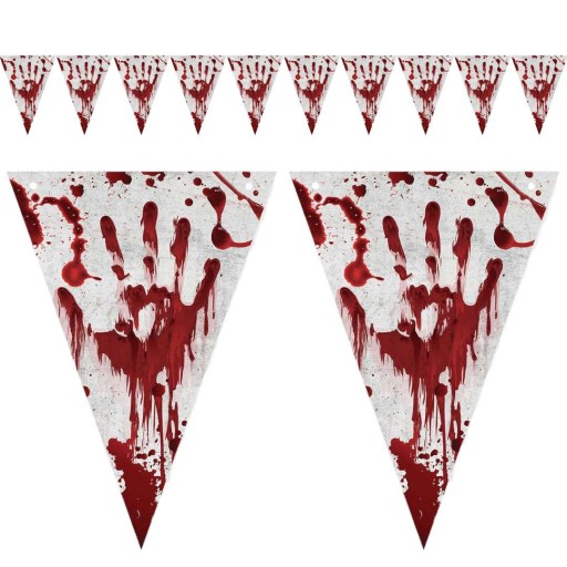 FLAG BANNER krvavé škvrny HALLOWEEN sivá