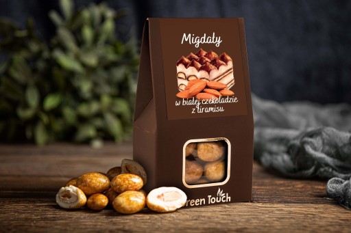 Mandle v bielej čokoláde s tiramisu 100g