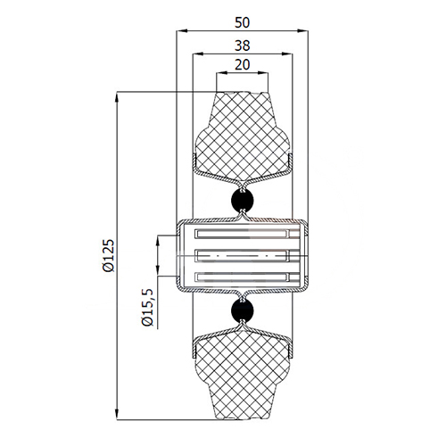 Kovovo-gumové koleso fi. 125 mm ŠANCA