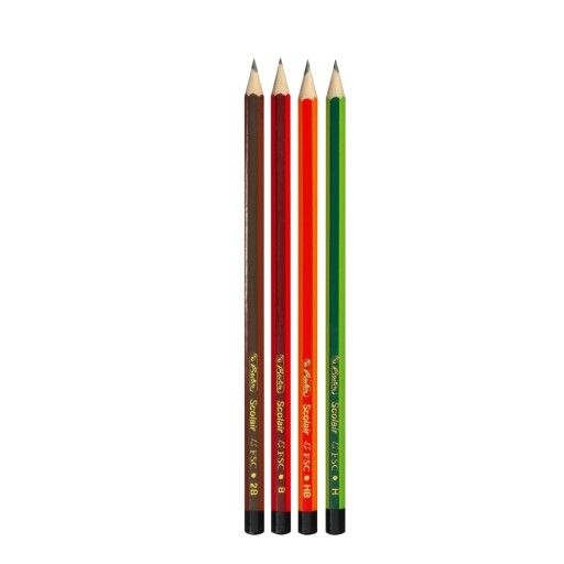 Ceruzka drevená 4 ks H HB B 2B Scolair HERLITZ