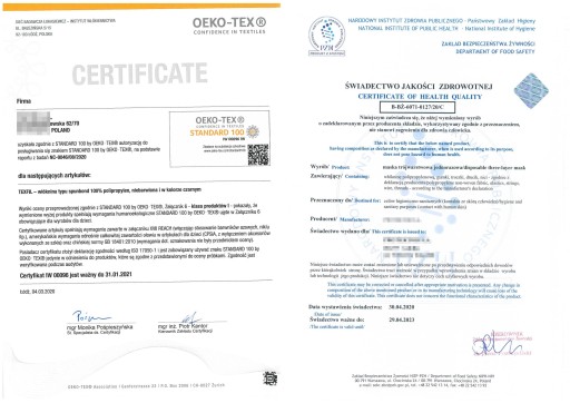 POĽSKÁ MASKA MASKA S CERTIFIKÁTOM PZH - 1 kus