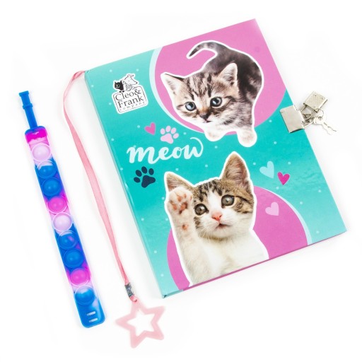 Denník PopIt Cats s visiacim zámkom a náramkom