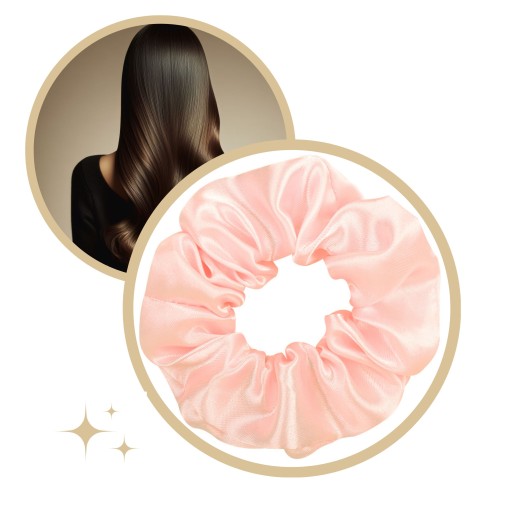SATIN scrunchies gumička do vlasov, ružová, BEZPEČNÁ, lesklá, KOMFORTNÁ