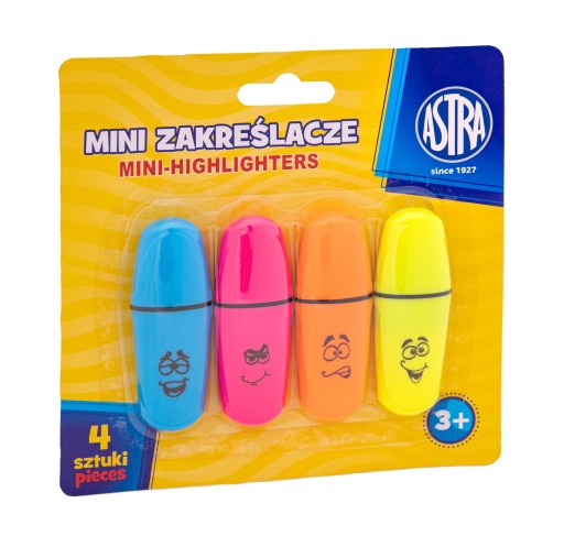 Mini zvýrazňovače, 4 ks Astra blister