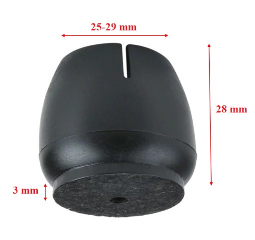 Ochranné poťahy na nohy stoličky zo silikónovej plsti ČIERNA 25-29 mm x4