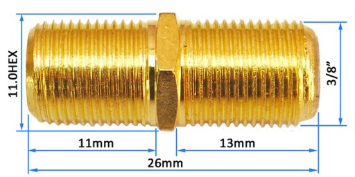 RF anténny konektor F/gn-F/gn HQ GOLD 75Ohm