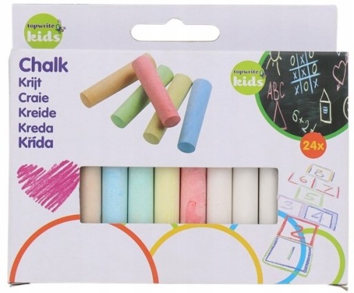 TOPWRITE DETSKÚ TABUĽOVÚ KRÍDU NA KRESLENIE 24 KUSOV X 5 BALENÍ