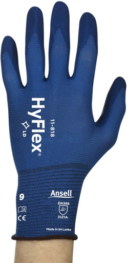 TENKÉ SILNÉ PRACOVNÉ RUKAVICE NITRILOVÉ HYFLEX 11-818 ANSELL 9