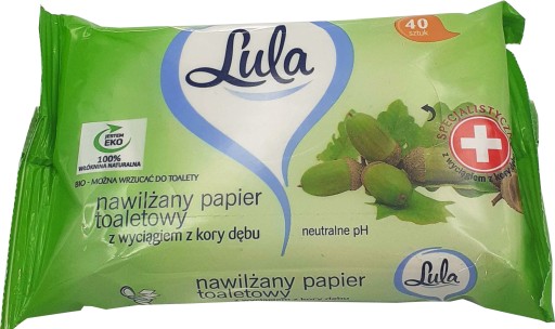LULA VLHČENÝ TOALETNÝ PAPIER S EXTRAKTOM Z DUBOVEJ KÔRY 40 ks
