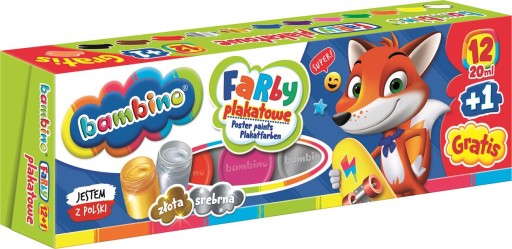 Bambino školské farby na plagáty 12+1 farieb 20ml