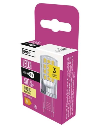 EMOS ZQ9544 Klasická JC 4W G9 LED žiarovka teplá biela
