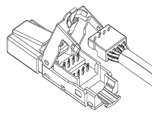 RJ45/8P8C STP zástrčka cat.6A krútená dvojlinka AWG22-27 bez náradia INFROT