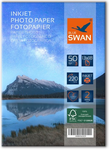 Lesklý fotopapier Blue Swan 13x18 220g 50 ks, obojstranný