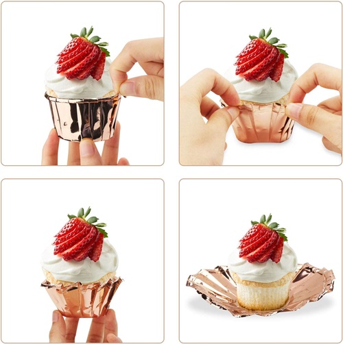 MUFFIN LINERS formičky na košíčky DECORATIONS narodeninové ružové zlato 20ks