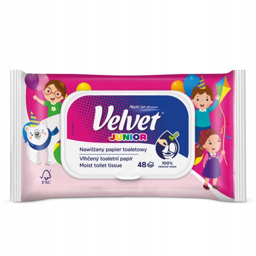 Zamatový vlhčený toaletný papier 48 ks. Junior