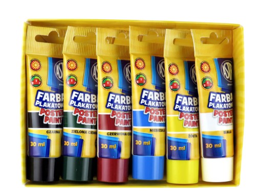 Astra plagátové farby 6 farieb 30 ml v tubách