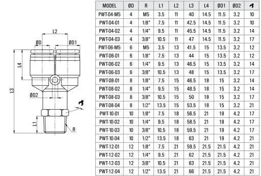 PNEUMATICKÝ ZÁSUVNÝ KONEKTOR Y-TEE AUTO 12 mm 3/8