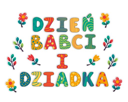 Dekorácia s nápisom DEŇ STARÝCH RODIČOV + KVETY