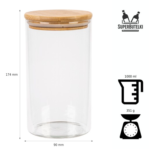 SKLENENÁ NÁDOBKA na KORENIE NA JEDLO 1000 ml - 1L