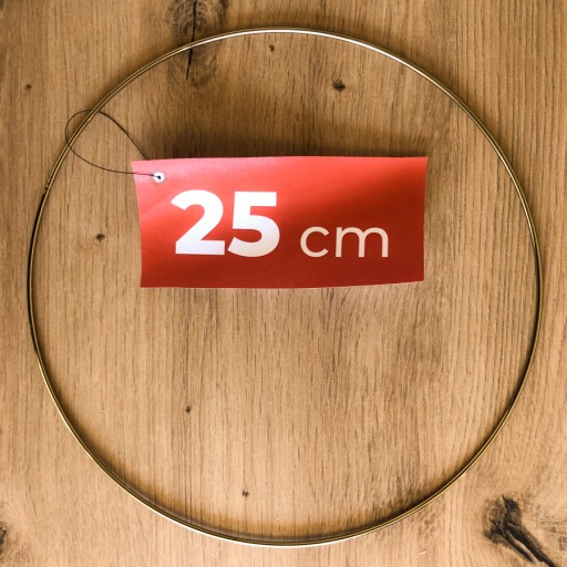 kovová obruč ZLATÝ prsteň lapač snov 25 cm