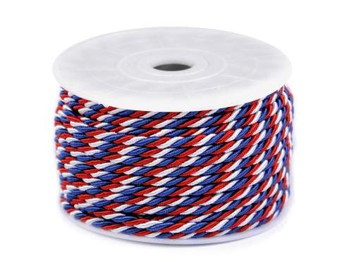 Točená trojfarebná šnúrka, priemer 2 a 3 mm, 18 m