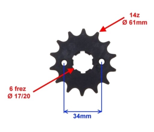 CROSS 110 125 154 Výstupné ozubené koleso FMI 14 s 428 H