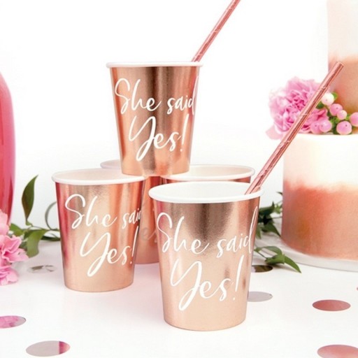 Poháre pre sliepky Rosegold Povedala Áno 6 ks