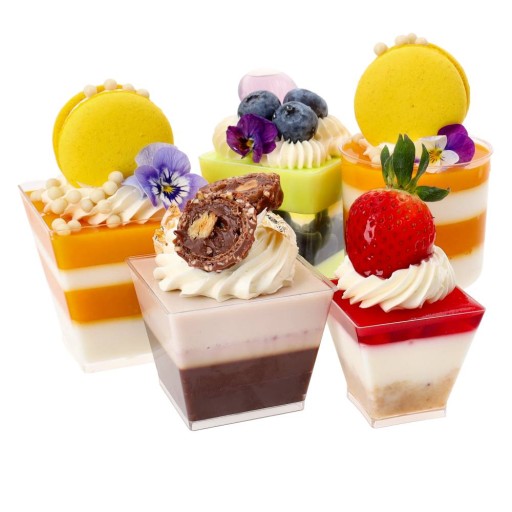 Finger Food dezertné poháre Pyramidové dezertné nádoby 60ml 25ks