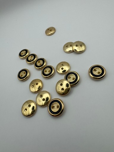 Plastový gombík, zlato čierny, 12 mm, 2 KS