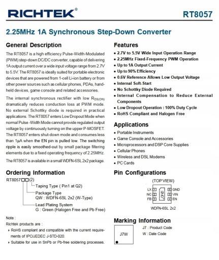 RICHTEK J7X J7W J7R RT8057 RT8057GQW XBOX