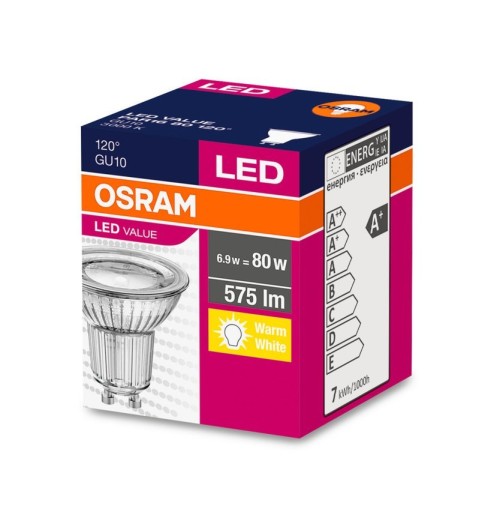 OSRAM LED žiarovka GU10 6,9W 80W 575lm 3000K 120°