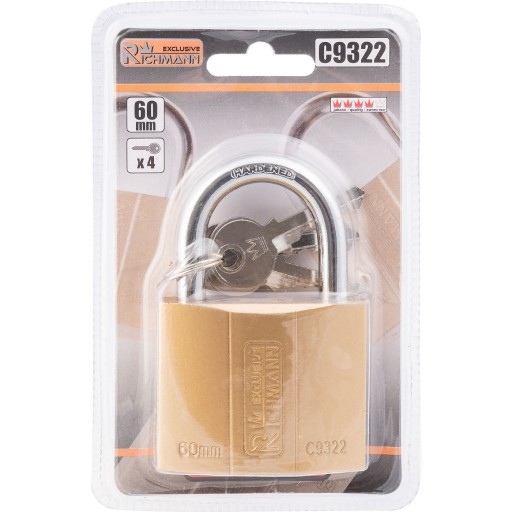 ZLATÝ ZÁMOK 60MM ZÁPADKA SO 4 KĽÚČMI RICHMANN