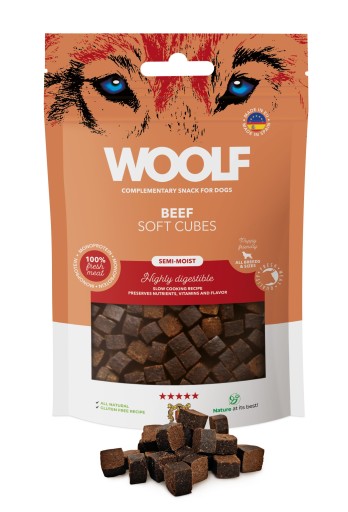 VLNA MÄKKÉ KOCKY HOVÄDZIE MONOPROTEÍN MÄKKÝ POKLAD PSA CHUTÍ HOVÄDZIE MÄSO 100g