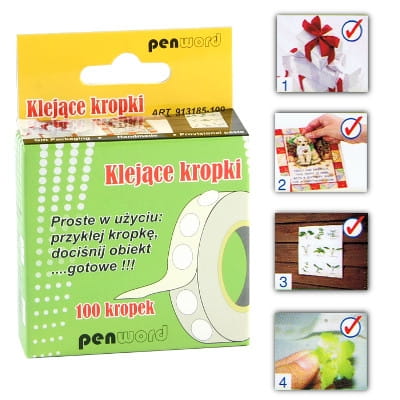Nalepovacie bodky, bezfarebné, obojstranné, SILNÉ, 100 ks