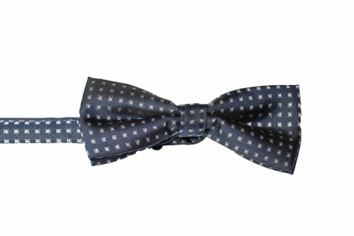 Elegantný pánsky motýlik tmavomodrej farby s malými štvorčekmi