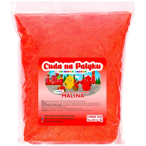 Farebný cukor do stroja na cukrovú vatu s príchuťou MALINA Malina 1 KG