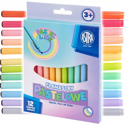 Fixky Astra do školy, fixky PASTEL, 12 farieb