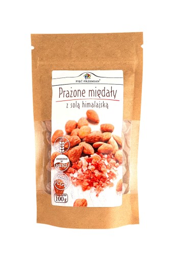 Pražené MANDLE S KŁODAWSKOU SOĽOU, BEZLEPKU 100 g - PÄŤ PREMEN.