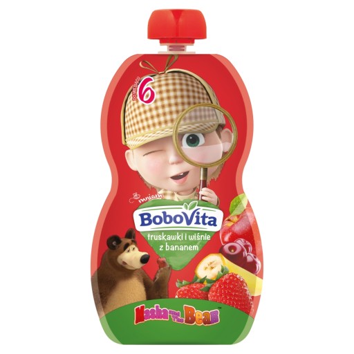 Jahodová a čerešňová pena s banánom BoboVita 100g