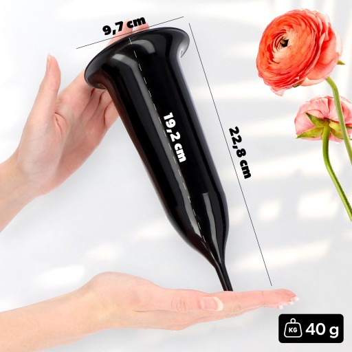 CINTORÍNSKA HODNOTA, ČIERNY NÁHOBNÍK, 23 cm, NA KVETY, NÁHRBNÝ NÁHOBNÍK.