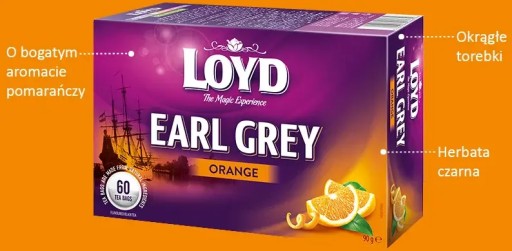 Čaj Earl Grey čierny vo vrecúškach Loyd Orange, 60 ks