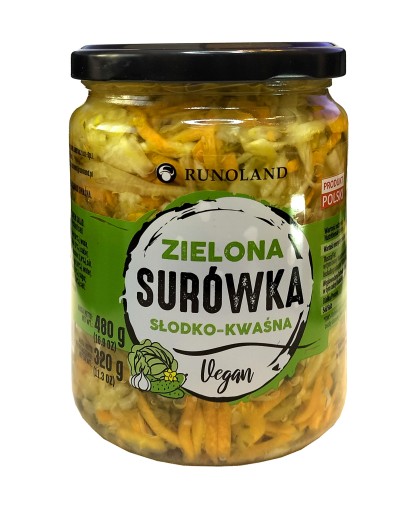 Vegánsky sladkokyslý zelený šalát 480g/540ml Runoland