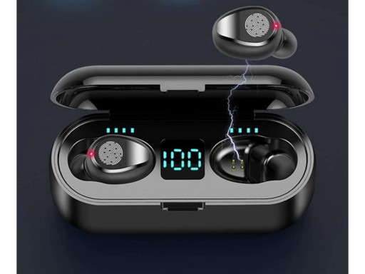 F9 BEZDRÔTOVÉ ŠPORTOVÉ SLÚCHADLÁ BLUETOOTH POWERBANK ČIERNA