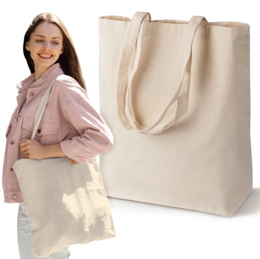 Bavlnená NÁKUPNÁ taška 38x8x42 ecru DUBLIN dlhá rúčka 145g EKO Allbag