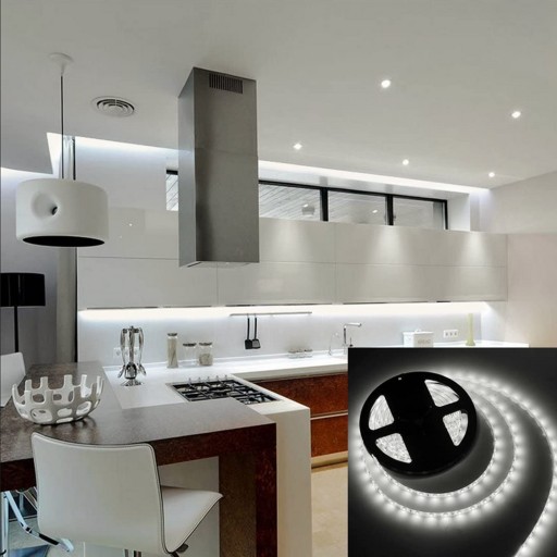 VODEODOLNÝ RGB SMD LED PÁS 5M STUDENÝ BIELY DIAĽKOVÝ OVLÁDAČ PRE KNIHOVNICE POLICE SKRIŇKA